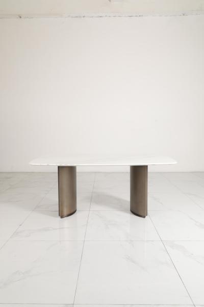 Contemporary Marble Dining Tables With Marble Top Stainless Steel Base Home Use