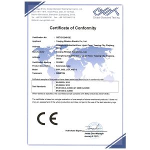 YUEQING  WINSTON  ELECTRIC  CO.,LTD. Certifications