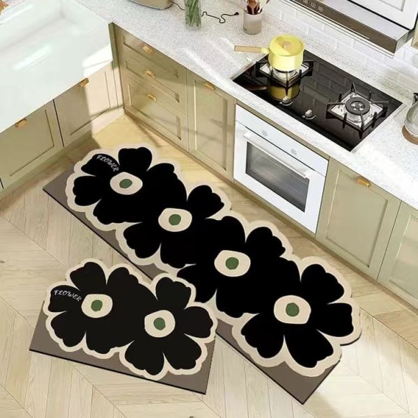 Anti Slip And Anti Dirty Kitchen Floor Mat Anti Oil Small Fresh Fashion Flower Mat