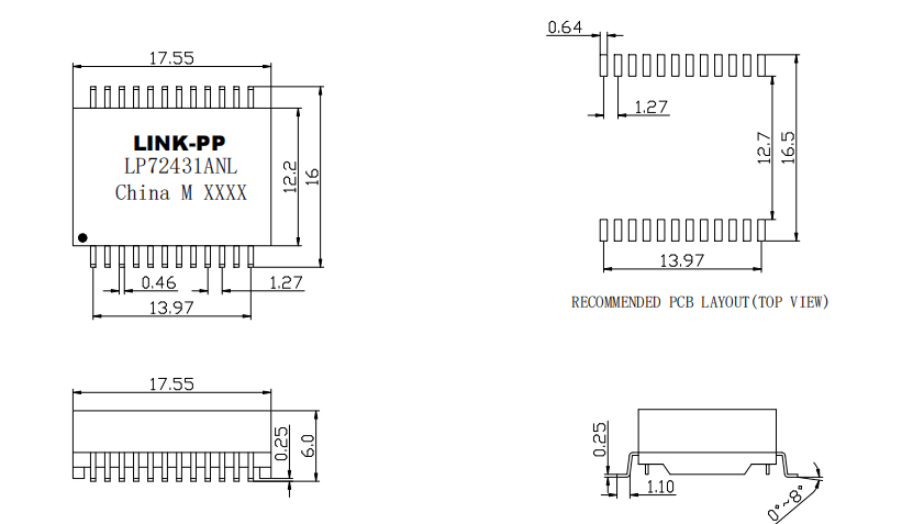 LP72431ANL 10GBASE-T Transformer Module for PoE++ IEEE 802.3bt