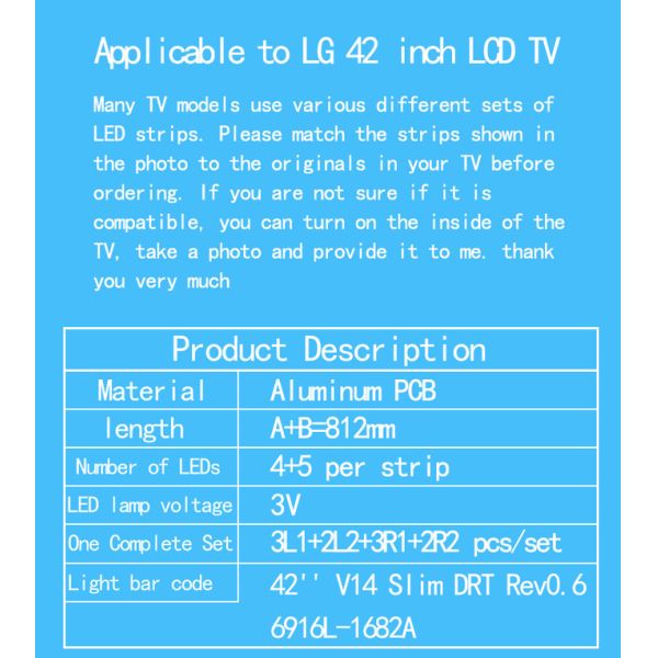 42'' V14 Slim DRT LG TV Backlight Rev0.6 42LB670V 42LB679V 42LB673V 6916L-16882A/83A/84A/85A