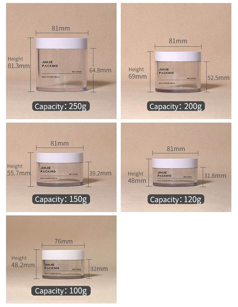 Luxury 250ml 200ml Makeup Jar with Wide Mouth PET Plastic Body Scrub Jars for Skincare Face Cream with Screw Cap