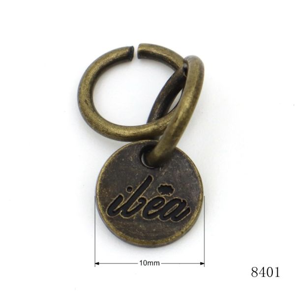 Antique Brass Metal Coin Tag Custom Logo Round Tag Key Chain Clasp Charm Circle