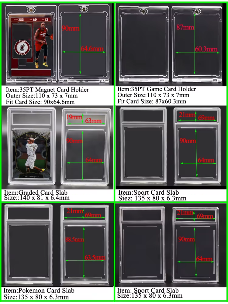 Custom Print Logo Ultrasonic 35PT Graded Sports Card Slab Trading Card Holder Hard Plastic Case for PSA Slab