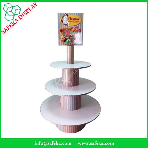POS paper material paperboard shelf printed  three tiers cupcake display racks