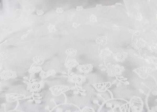 Tela floral branca do laço do bordado da guipura/tela malha nupcial da lantejoula para o vestido de casamento