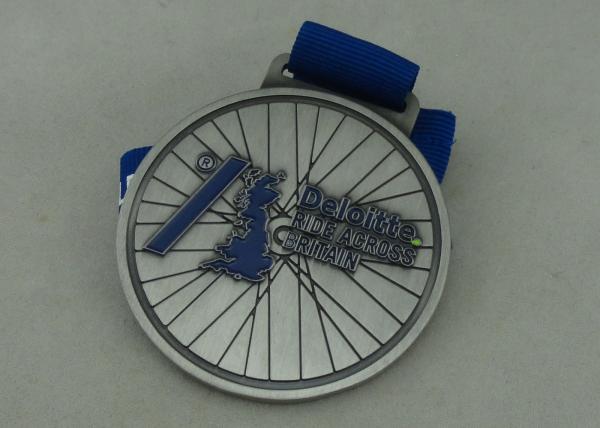 Deloitte Blue Ribbon Zinc Alloy Medal 2.5 inch With Zinc Alloy Soft Enamel