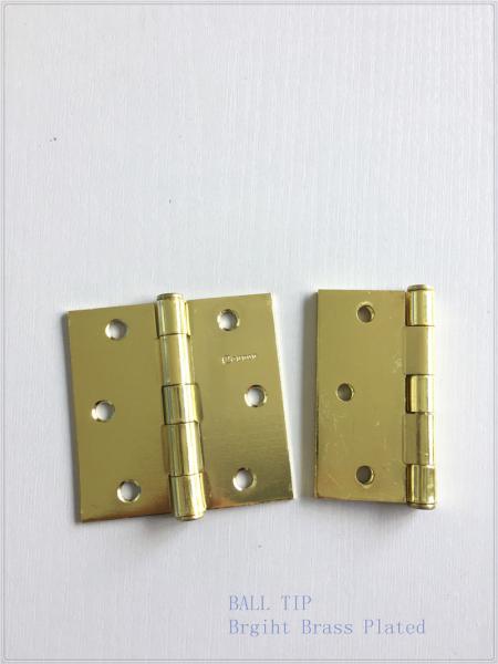 Material de aço chapeado bronze do metal das dobradiças de porta da ponta da bola para a porta de madeira