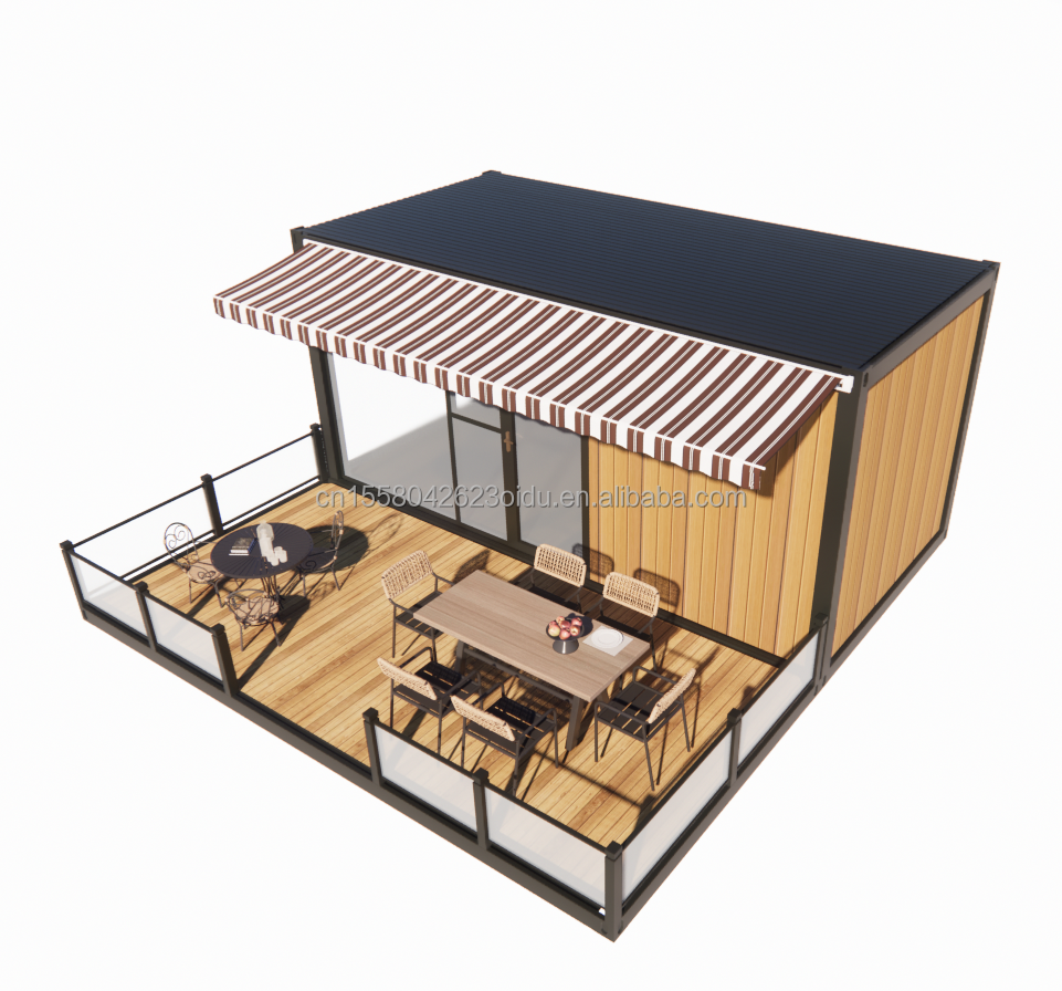 Boutique 20 pieds Restaurant mobile et bar 10 pieds 20 pieds Expédition conteneur en bois cuisine en acier galvanisé pliage 180g cadre en acier