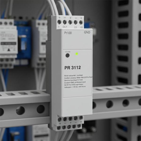 Pt100 converter isolated transmitter 0.05% accuracy 6.1 mm slimline housing selectable response time