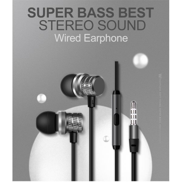 Volume Control 20KHz Magnetic Metal Wired Earphones HiFi Stereo Sound