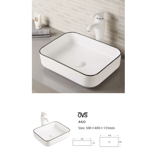 Небольшая прямоугольная встречная верхняя раковина сосуда фарфора таза мытья 20 дюймов