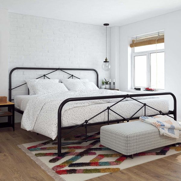 Antique Full Size Metal Bed Frame Vintage Black Long Lasting Durability