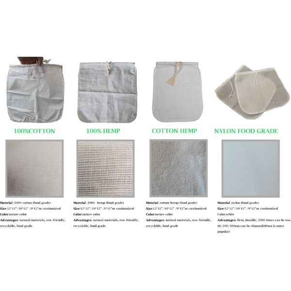 High Temperature Resistant Nylon Filter Bag / Hemp Mesh Bag Reusable