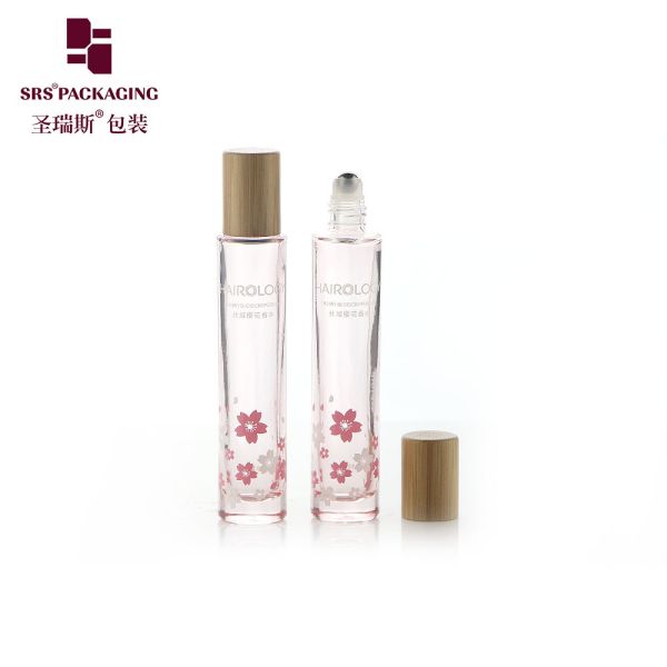 Thick Bottom Molded Glass Roller Bottle Perfume Packing 15ML With Bamboo Cap