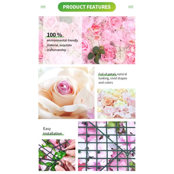 80*60cm 100*80cm 120*100cm Hanging Fake Silk Hydrangea Wall Panel