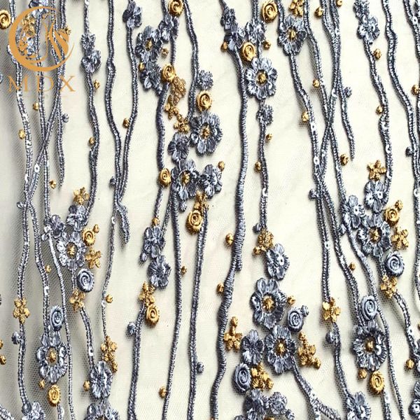 Красочное украшение Sequins яркого блеска вышивки ткани шнурка MDX флористическое