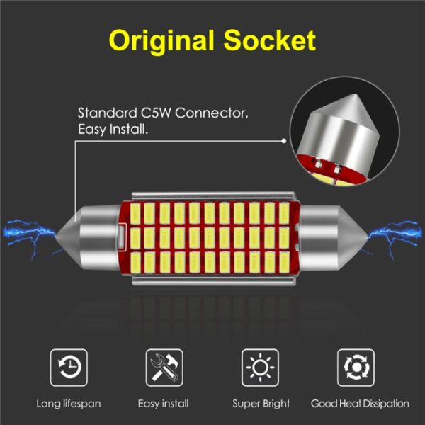 DC 12V 3.5W 6000K C5W Automotive Interior Light Bulbs