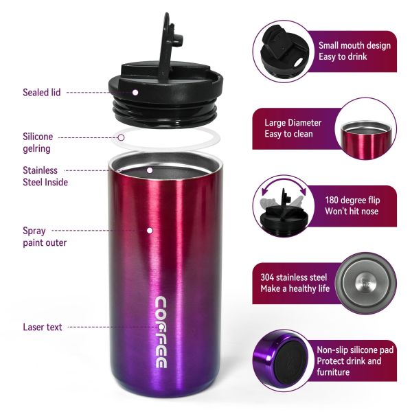 COFFEE Mug, 17 Oz. Double Wall Stainless Steel Insulated Thermo Travel Vacuum Coffee Mug, Reusable, Double Wall, Hot And Cold Beverages Travel Mug, Spill Proof, Home, Office And Outdoor Use