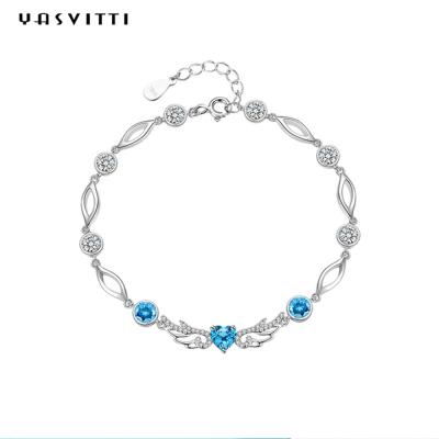 6.2g 0.21m Sterling Silver Jewelry Bracelets Inlaid Geometric 925 Blue Topaz Bracelet