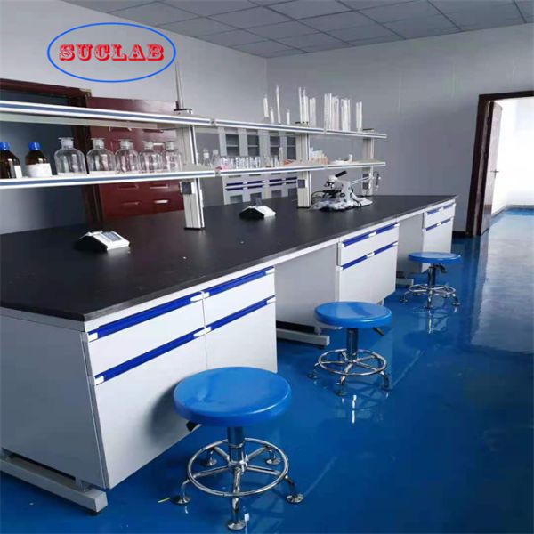 Изготовители мебели лаборатории Worktop голубой эпоксидной смолы деревянные для химической лаборатории используя