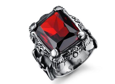 Domineering retro ruby ring influx of male jewelry inlaid titanium steel rings