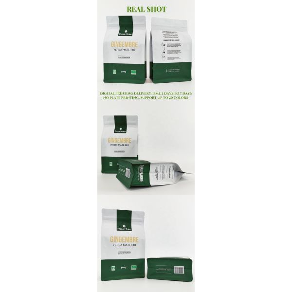 Coffee Bags with Valve High Barrier Aluminum Foil Flat Bottom Standing Coffee or Tea Storage Bags with Zipper