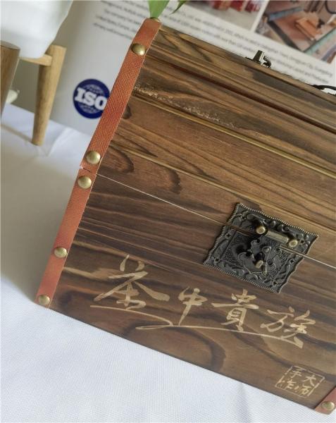 Factory Supply Wooden Decorative Boxes with Hinged Lid Black Wooden Box Wood Tea Box