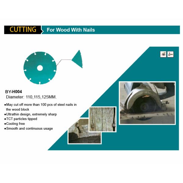 115mm Vacuum Brazed Diamond Disc Concrete Cutting Wheel For Cutting Wood With Nails