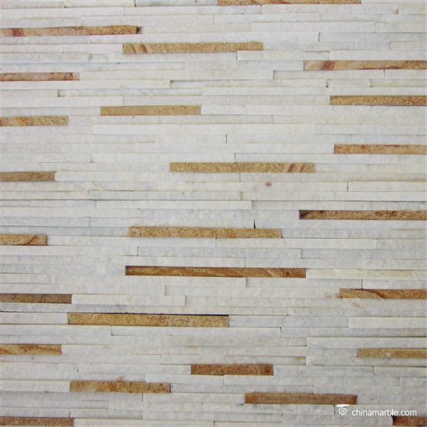 White Yellow Fine Strip Quartzite Stone Veneer for Hotel / Retail Shops Decor