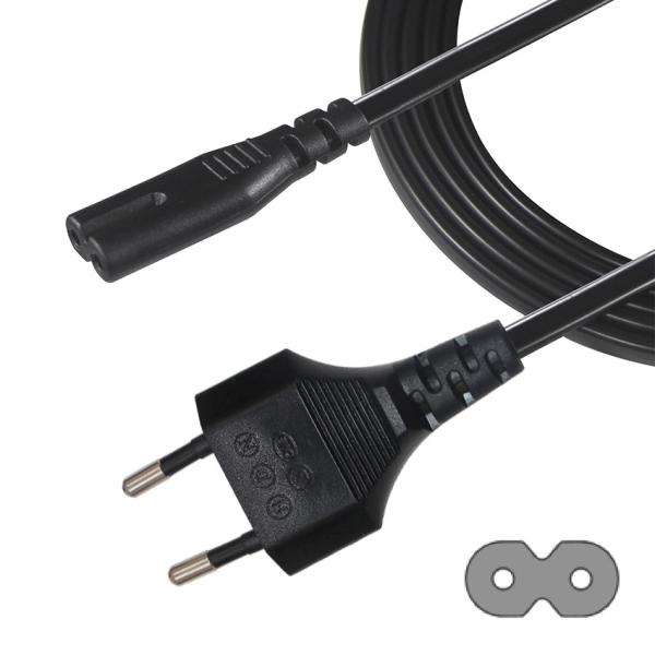VDE Approved 1.5m EU 2Pin to IEC C7 C8 Laptop Power Cord
