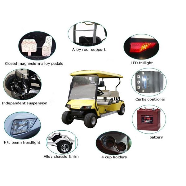 Mini 4 Wheel Drive 4 Person Club Car Electric Golf Cart With 48V Trojan Battery