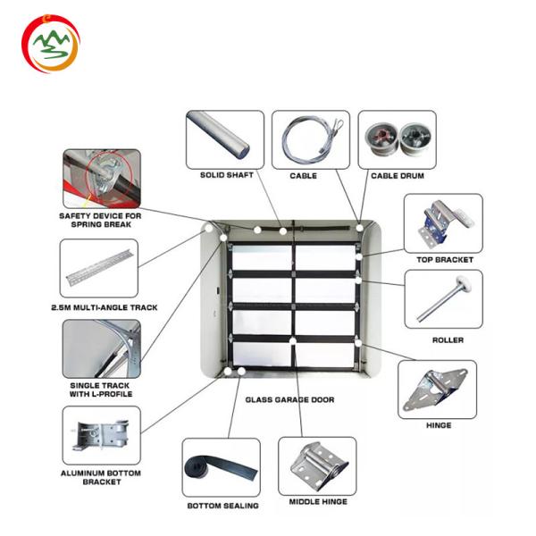 Modern Frosted Glass Garage Door Anti-Theft Features New Black Aluminum Alloy Section Panel Automatic Open Style Home Use Motor