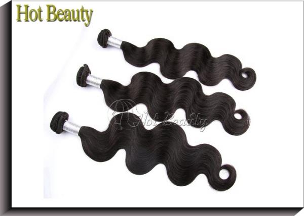 Color 1B Body Wave Peruvian Human Hair Extensions With Unprocessed