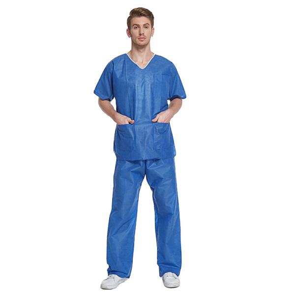 S&J Disposable sms hospital scrub V collar short sleeve unisex medical hospital uniform scrubs