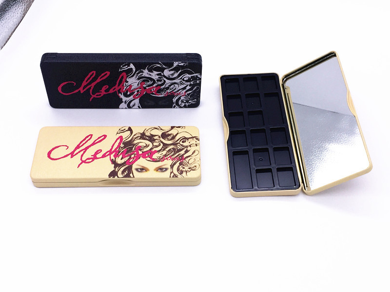 Long Rectangle Printed Eyeshadow Makeup Metal Tin Box With Plastic Insert