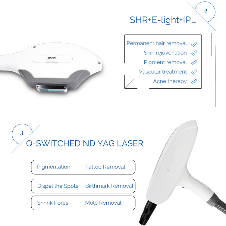 Мультифункциональная косметическая машина IPL SHR Сапфир RF E-Light ND YAG Лазерное уменьшение сосудистой лазерной машины