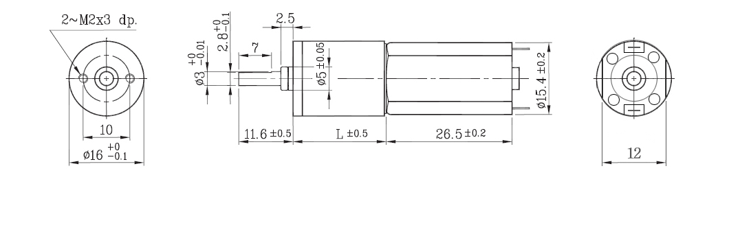 FT-16PGM050 12V Planetary Geared Motor with Hall Encoder 6PPR