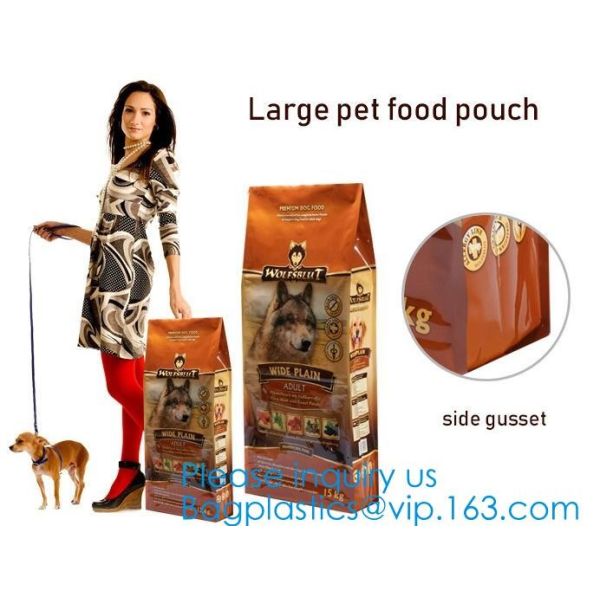 5 kg dog food handle bag Aluminum Foil Side Gusset Quad Sealed Dog Food Bag Stand Up Pet Feed Pouches Large PET FOOD PAC