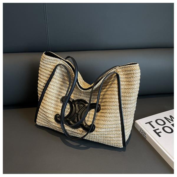 Women Small Straw Bags Summer Beach Tote Bag Handmade Woven Hobo Purse Handbag Customized New Arrival Hand Made Natural Straw Raffia Blue Striped Crochet Beach Bag Crochet Bags Custom Order