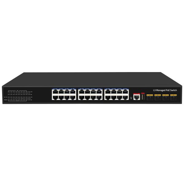 10G 24 Port Poe Switch L3 Managed Ethernet Fiber Switch 400W 4*10G Fiber Ports+24*RJ45 POE Ports