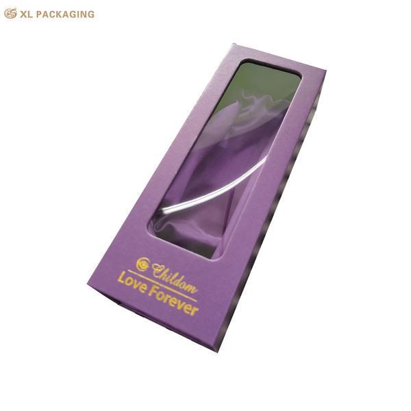 Clear Window Roses Flower Box Kraft Paper Valentine's Day Gift Box Purple Magnetic Paper Box Packaging With Silk Fabric Insert