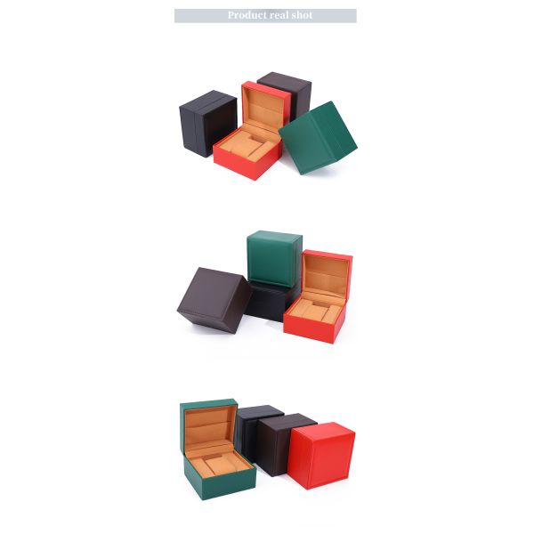 Stylish Soft Lining PU Leather Watch Storage Box With Inner Jewelry Pocket