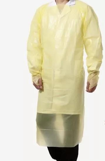 Yellow  35-60g Polyethylene Disposable Isolation Gowns 110cmx193cm Gowns With Open Cuff