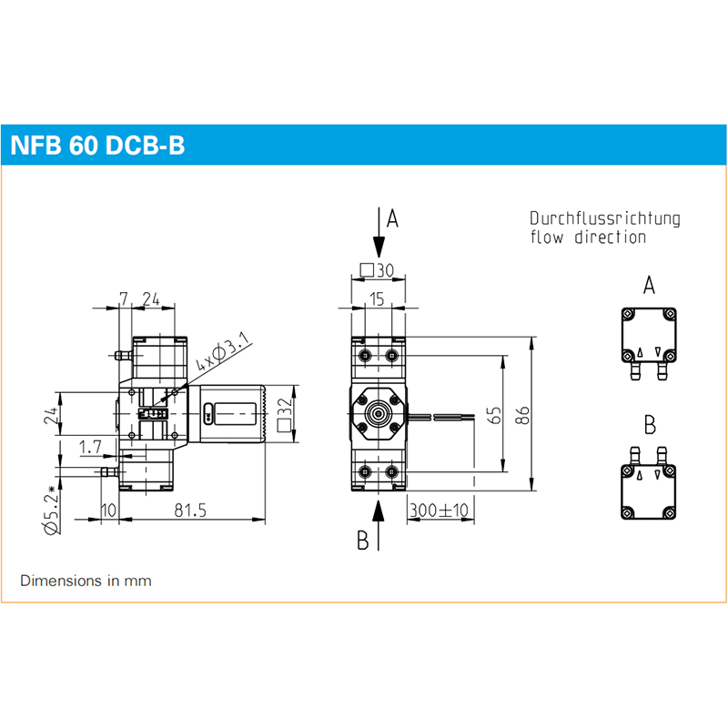 Тип жидкостный насос диафрагмы вакуума KNF NFB 60 KPDCB-B микро-