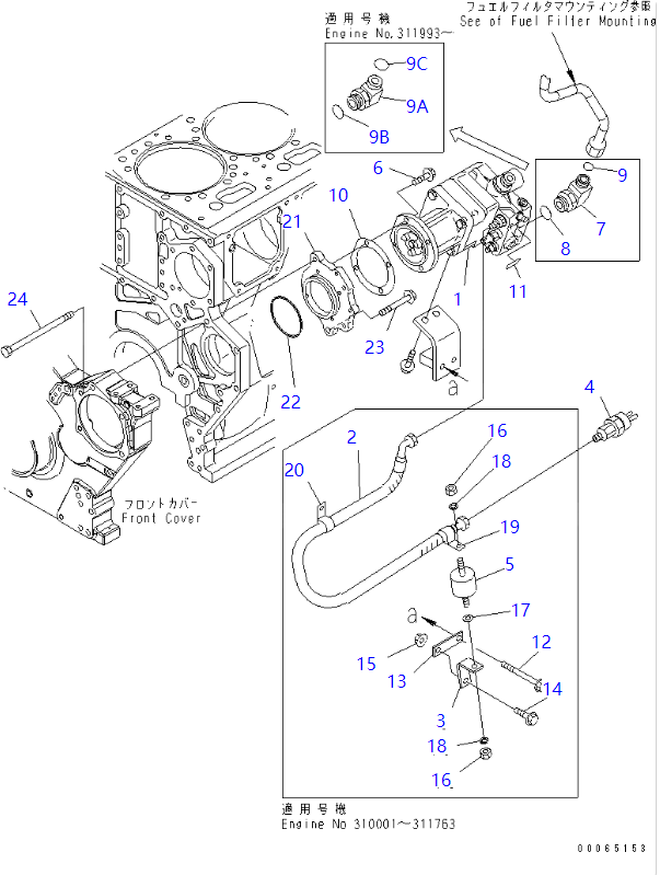 6217-71-1120 6217-71-1121 6217-71-1122 Bomba de combustible ASSY Komatsu Piés de repuesto para 6D140-3