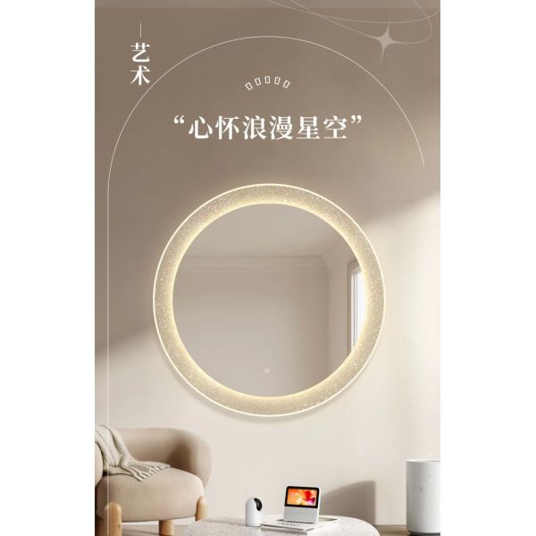 Bathroom Mirror Intelligent Luminous Wall Mirror Circular Makeup Mirror with Light (WH-MR-104)