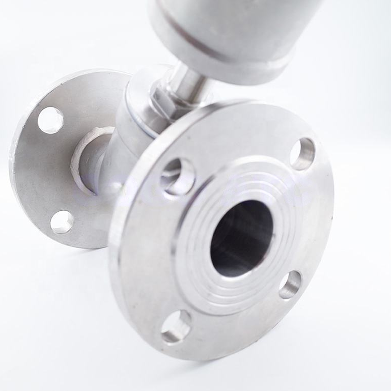 Flange Type Pneumatic Angle Seat Valve 304 Stainless Steel High Temperature Steam Control Valve