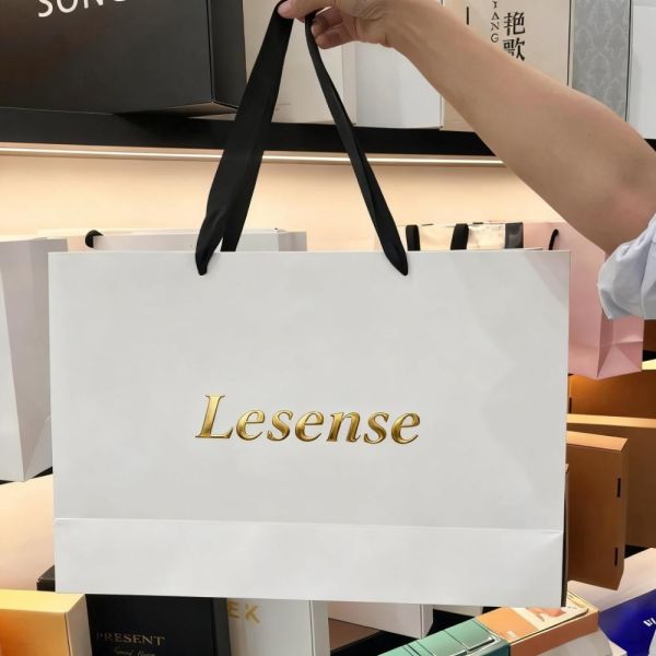 Gold Foil White Gift Paper Bags — Subtle Luxury in Every Detail