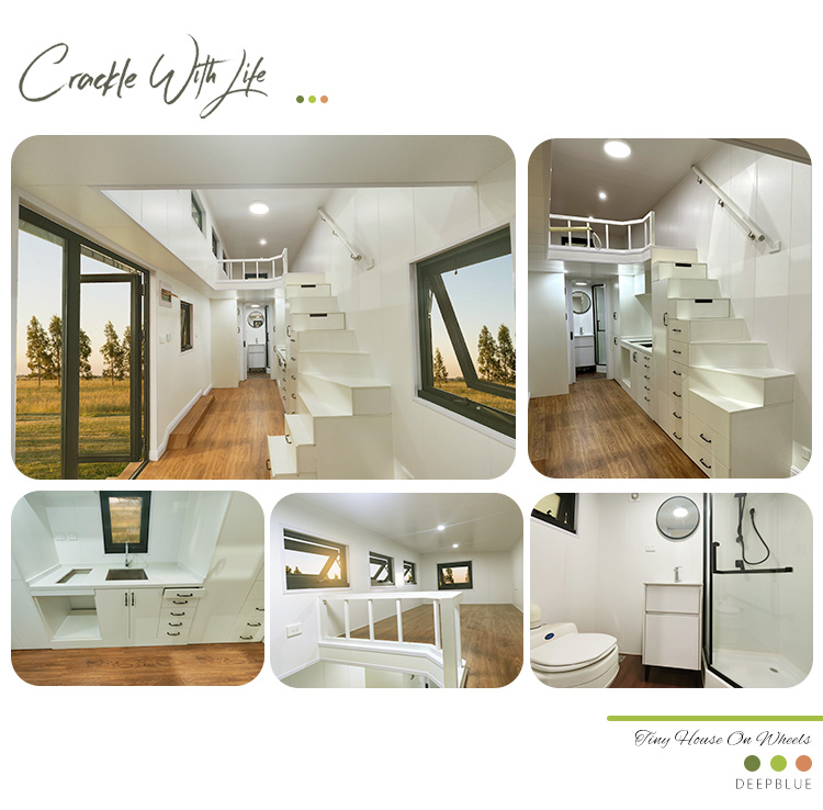 AS/NZS Casa prefabricada de acero ligero lista para el envío Casa pequeña sobre ruedas con 2 dormitorios